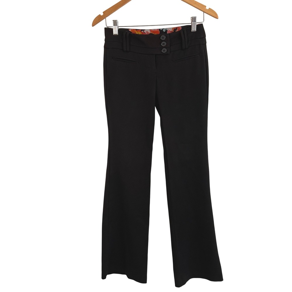 Joe Benbasset Women's 0 Black Bootcut Dress Pants Floral Waistband Officecore
